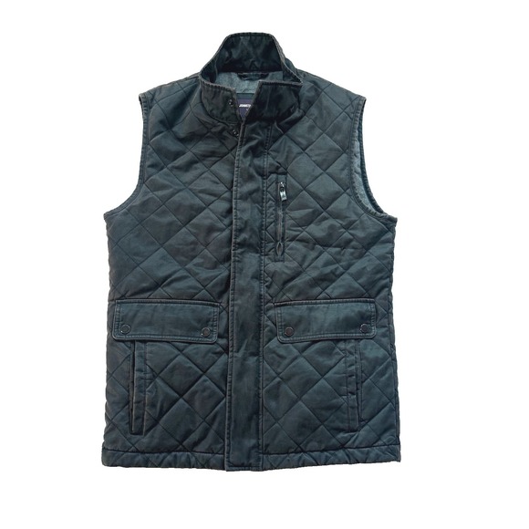 Johnston Murphy Quilted Vest Men S Antique Brown Cotton Zip Up Sleeveless Jacket